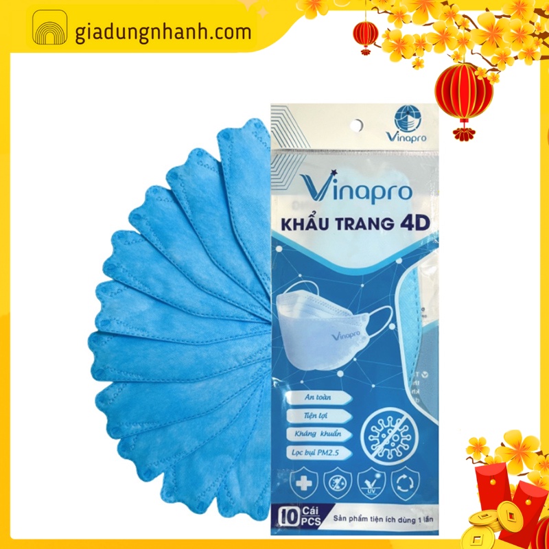 [VIP] Khẩu Trang 4D KF94 Vinapro, Khẩu Trang Kháng Khuẩn Cao Cấp (Thùng 300 Cái)