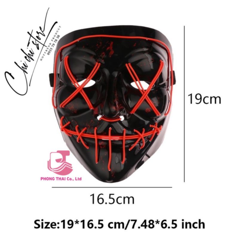 Mặt nạ Hacker phát sáng dạ quang, mặt nạ Halloween Hacker Có Đèn Led