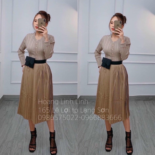 Áo len thừng dài tay cúc to