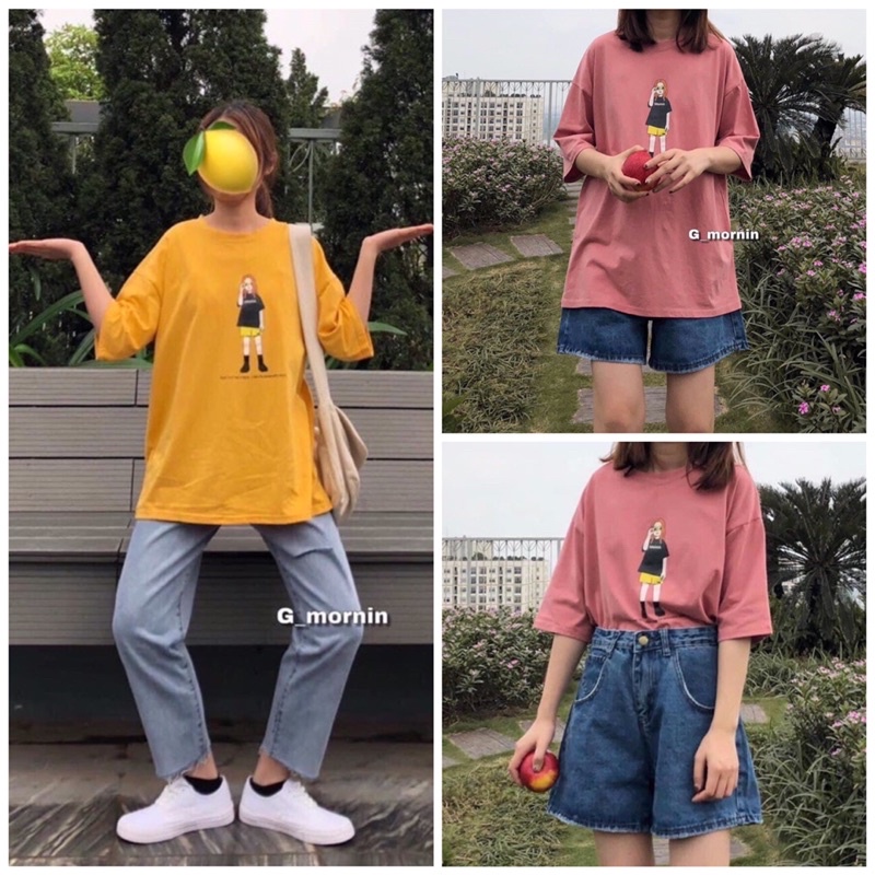 [ Rẻ Vô Địch] Áo thun tay lỡ unisex dáng rộng - cô gái