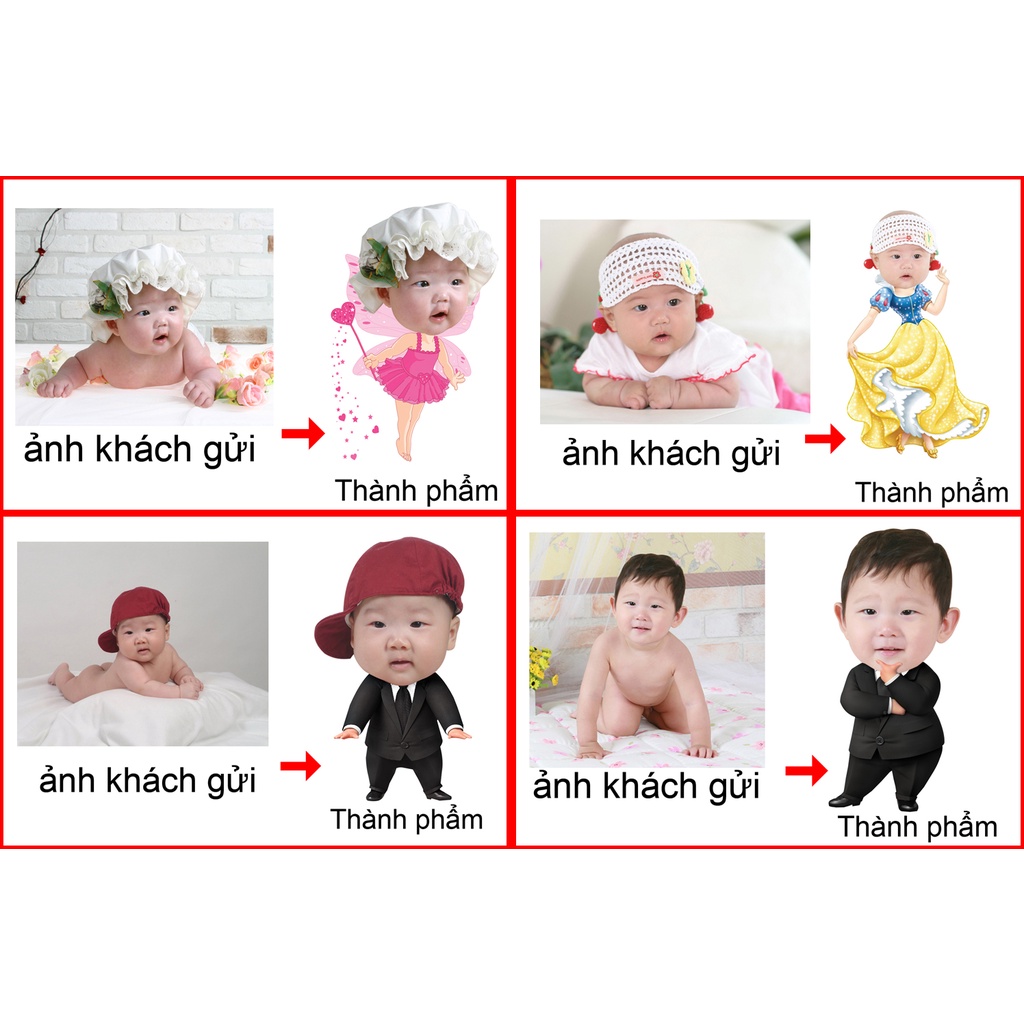 Móc khóa ghép hình CHIBI cho bé, CẮT HÌNH THEO NHÂN VẬT