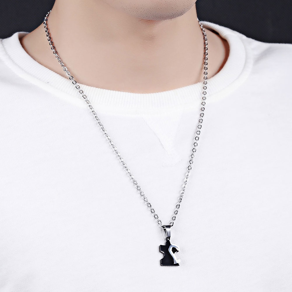 Set 2 dây chuyền hình miếng ghép tranh sáng tạo dành cho các cặp đôi