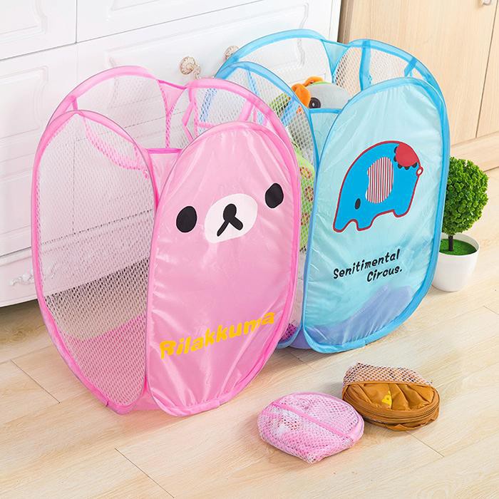 [Tổng Kho Sỉ] Giỏ Lưới HOẠT HÌNH Kiểu 2 - Xọt Đựng Quần Áo, Đựng Đồ Chơi - Khung Sắt Có Thể Gấp Gọn