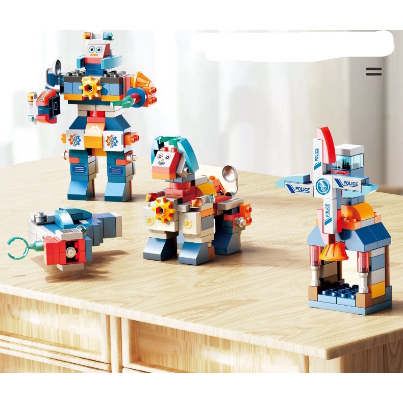 Xếp hình khối cỡ lớn robot hãng Feelo, xếp hình khối mẫu robot, súng đồ chơi cho bé