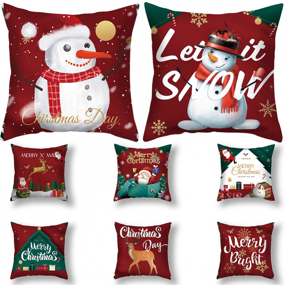 【FOR BIG SALE】45cm Christmas Xmas Cushion Cover Pillow Case Sofa Home Décor Santa Claus Home Decoration