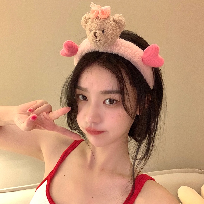 Băng đô mặt hình gấu nhồi bông thời trang Hàn Quốc cho nữ