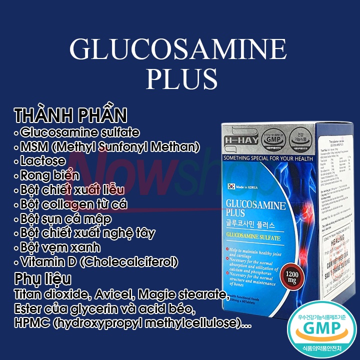 Viên Uống Bổ Khớp Glucosamine Plus Nhập Khẩu Chính Hãng Hàn Quốc Giúp Duy Trì Và Bảo Vệ Sụn Khớp Tăng Sức Khỏe Cho Khớp