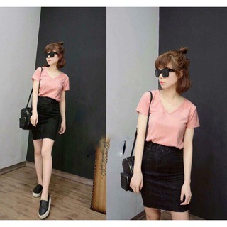 Áo thun cổ tim chất cotton mịn mát (KÈM ẢNH THẬT)