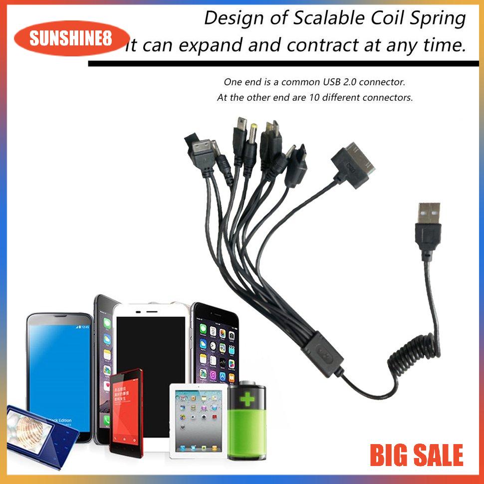 【SUN】10 in 1 Universal Portable Lightweight Multi Functions USB Charging Cable