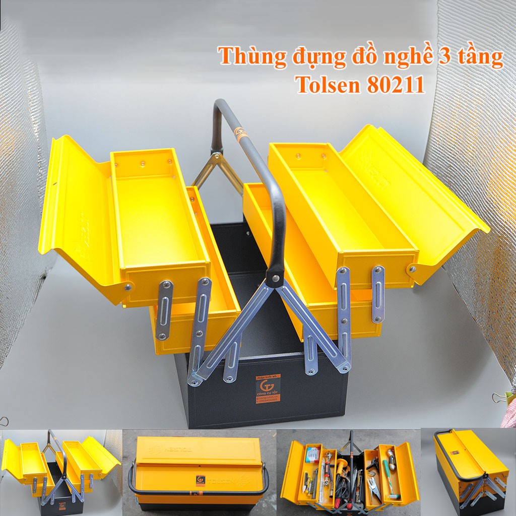 Thùng đồ nghề, hộp đồ nghề  3 tầng 410mm Tolsen 80211