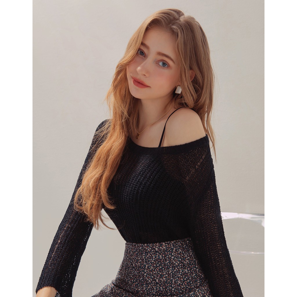 Áo len móc xuyên thấu tay loe nữ Air Space 2110121003 | BigBuy360 - bigbuy360.vn