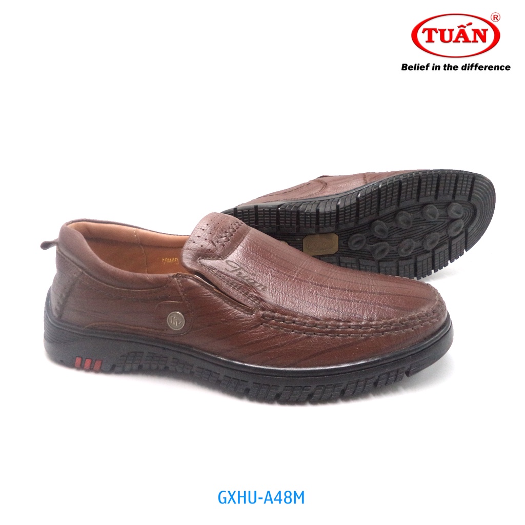 Giày nam quai da bò tự nhiên giày mọi cao cấp đế cao su thương hiệu Tuấn GXHU-48M