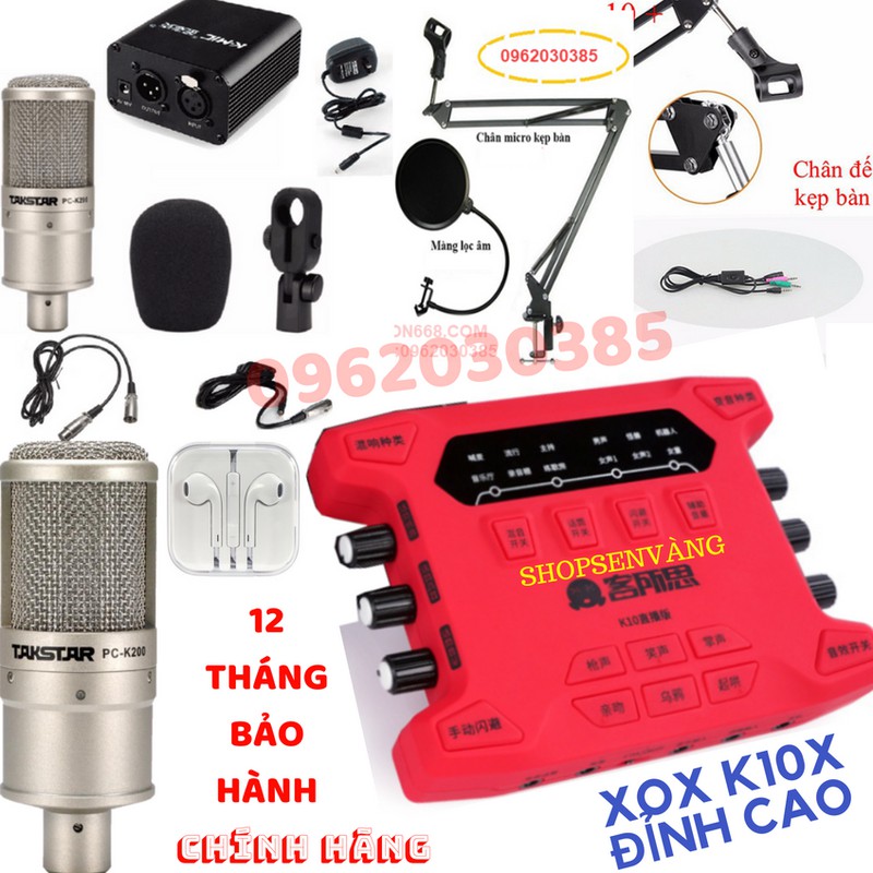 MIC THU ÂM PC K200 + Soundcard XOX K10X bản 2018 TRỌN BỘ