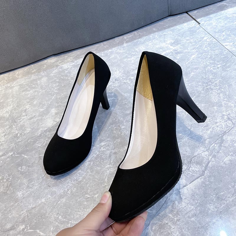 Giày Cao Gót Mũi Nhọn Chống Thấm Nước Màu Đen Thời Trang Công Sở Cho Nữ