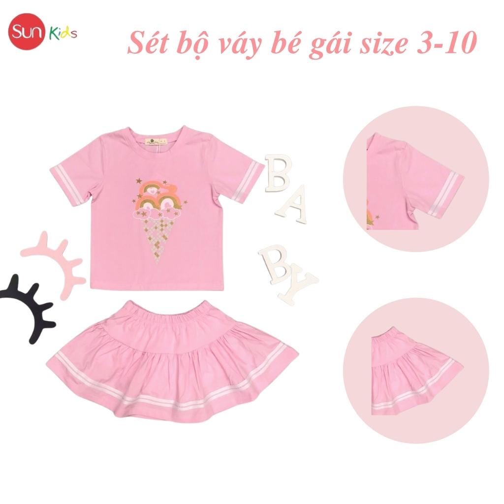 Đồ bộ thun bé gái, đồ bộ trẻ em chất cotton, có nhiều màu, size 3-10 tuổi - SUNKIDS1