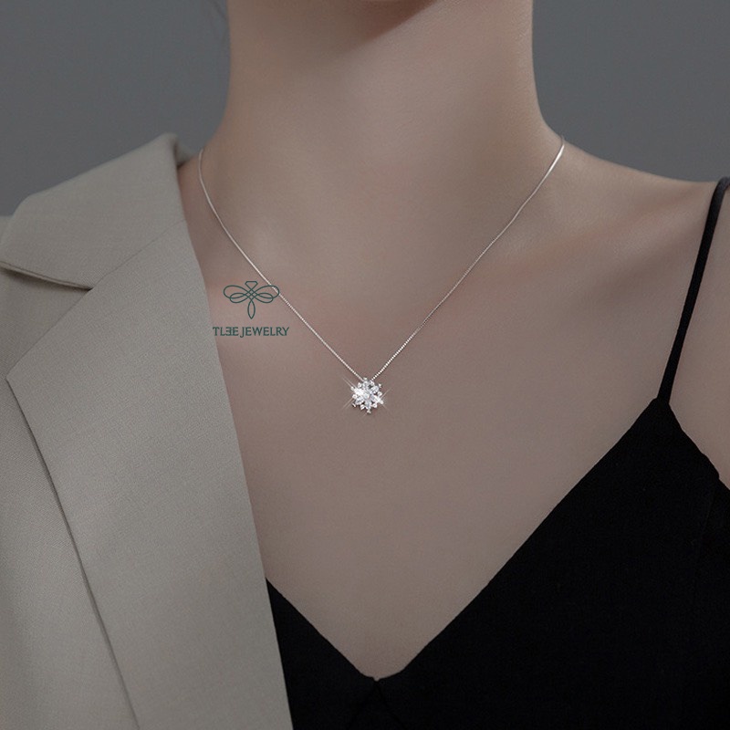 Dây chuyền bạc nữ TLEE Snowfake nữ tính đính đá cao cấp TleeJewelry D0125