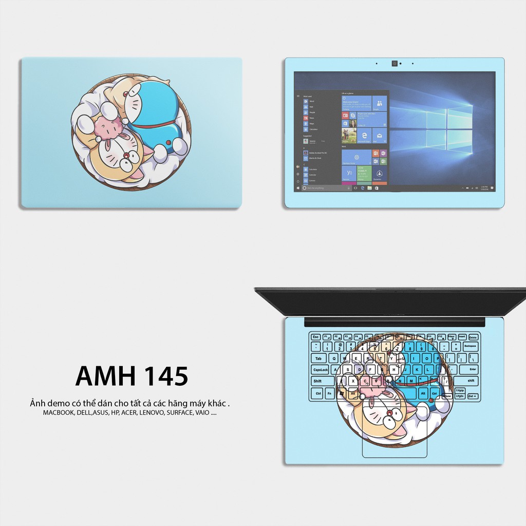 Bộ skin dán laptop mẫu Doraemon / Có mẫu decal dán cho tất cả các hãng máy tính