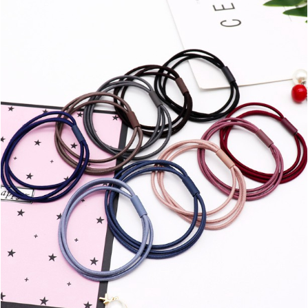 Dây Buộc Tóc Co Giãn Nhiều Lớp Phong Cách Hàn Quốc Thời Trang Cho Nữ