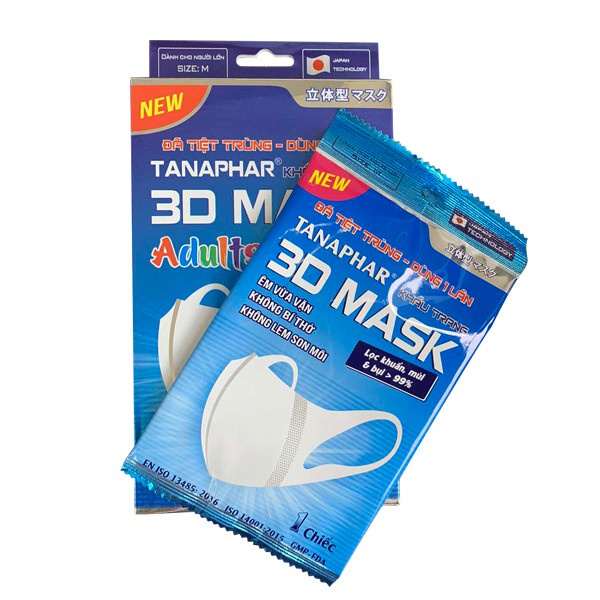 Khẩu trang 3D mask Tanaphar ( gói 01 chiếc) không đau tai, thiết kế ôm sát mặt