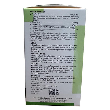 VIÊN NGẬM MEQUIB 2  - GIÚP BỔ SUNG VITAMIN D3 VÀ VITAMIN K2 TĂNG CƯỜNG HẤP THU CALCI XƯƠNG RĂNG CHẮC KHOẺ