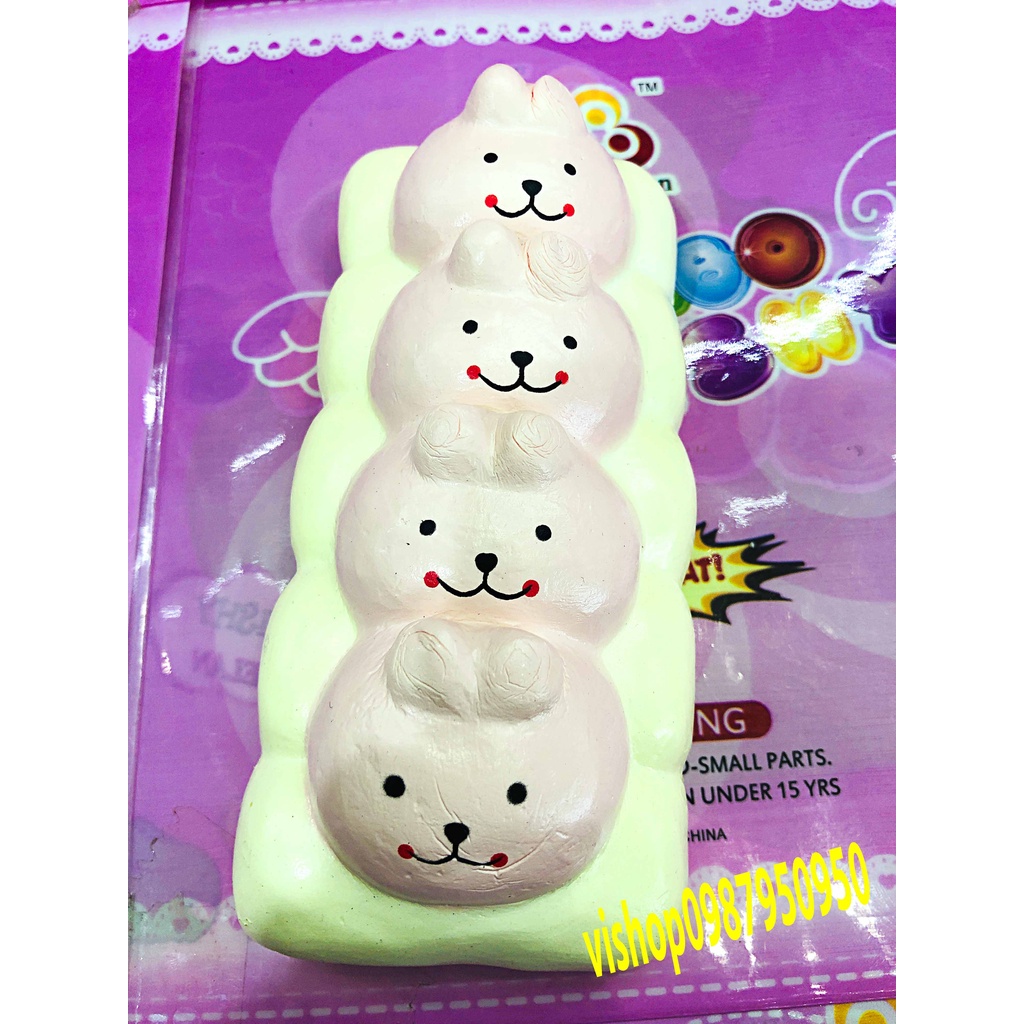 Squishy bánh thỏ 4 khúc 4 tầng SIÊU CHẬM TĂNG hàng xịn thơm mềm mịn đàn hồi