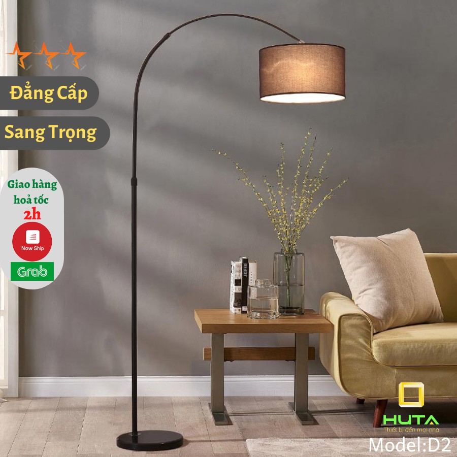 Đèn Cây Đứng Phòng Khách Cao Cấp, Dùng Làm Đèn Sàn Trang Trí Nội Thất, Phòng Ngủ, Bóng Led, Chao Vải, Mã D2– HUTA shop