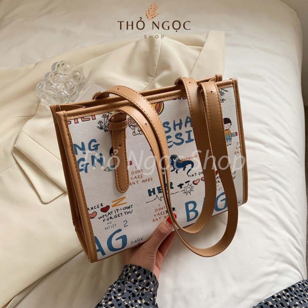 Túi Xách Nữ Đeo Vai ❤FreeShip❤ Túi Đeo Vai Nữ Phối Họa Tiết Cực Đẹp Chất Da Tự Nhiên Size 28