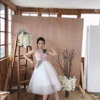 ĐẦM XÒE CÔNG CHÚA ĐÍNH HOA 3D