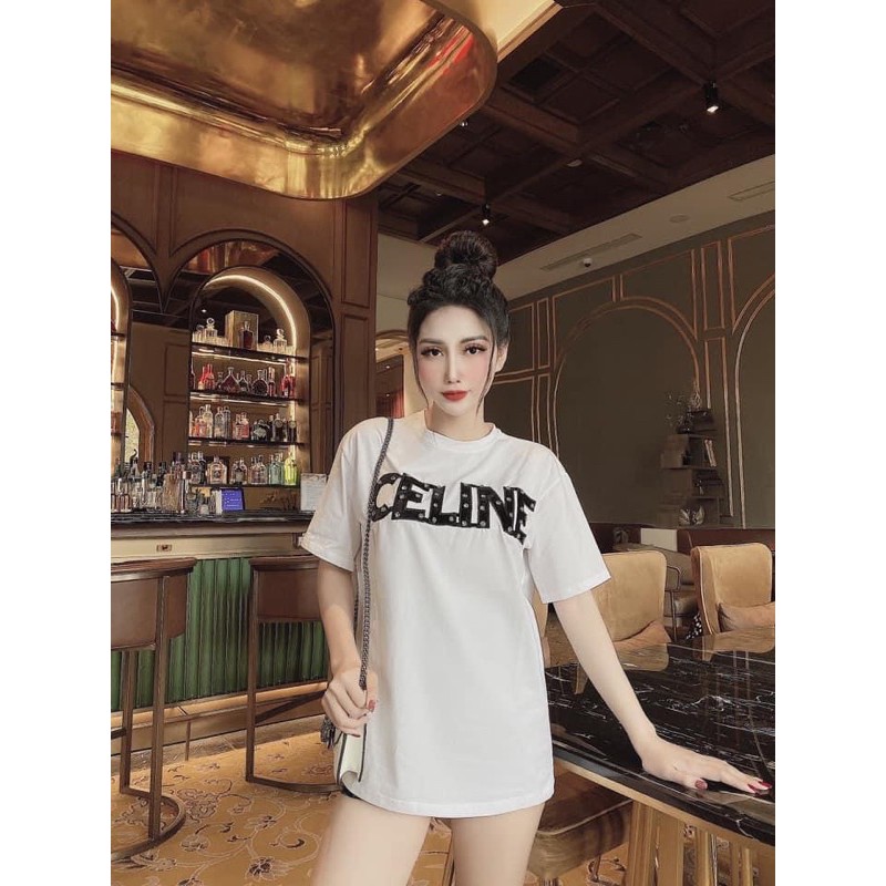 Áo phông chữ Celine  đính đá Quảng Châu