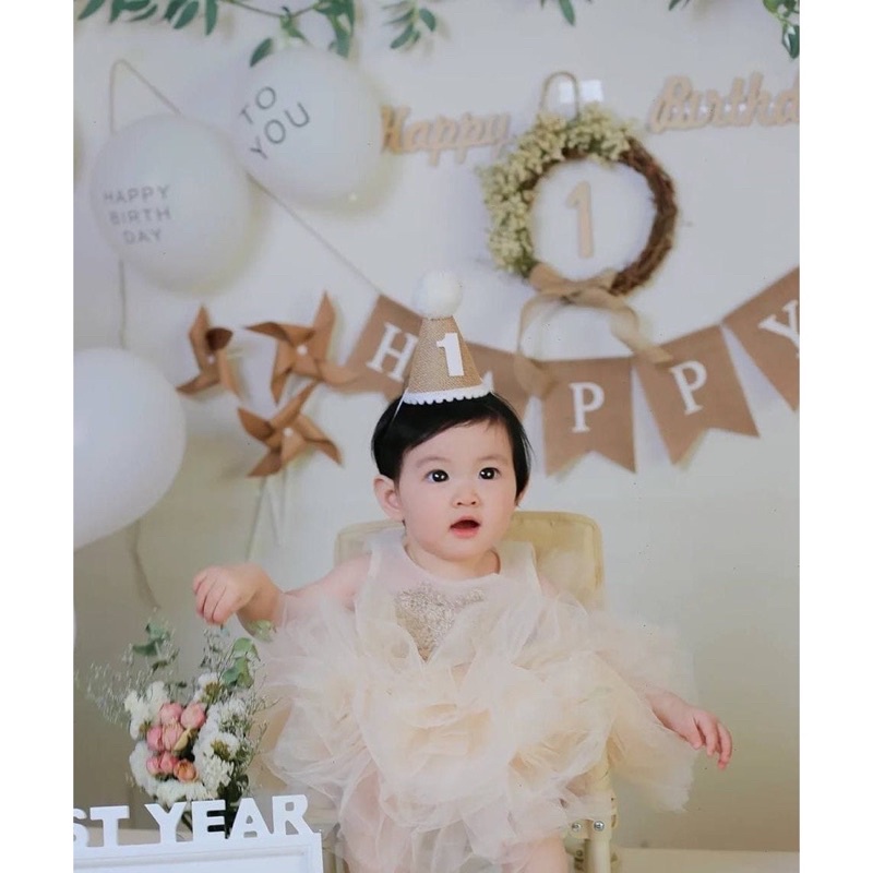 Mũ Cói  Sinh Nhật Phong Cách Hàn Quốc Kute