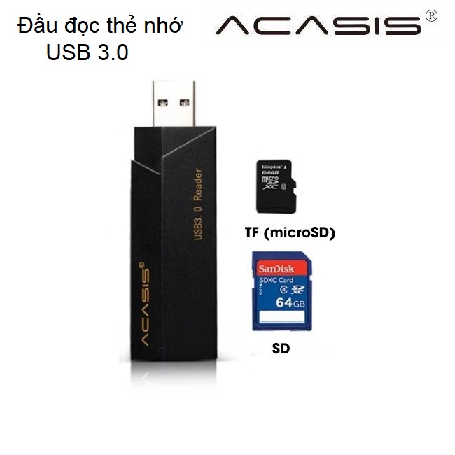 Đầu Đọc Thẻ Nhớ Đa Năng 3.0 Acasis IS001 - Hàng Chính Hãng