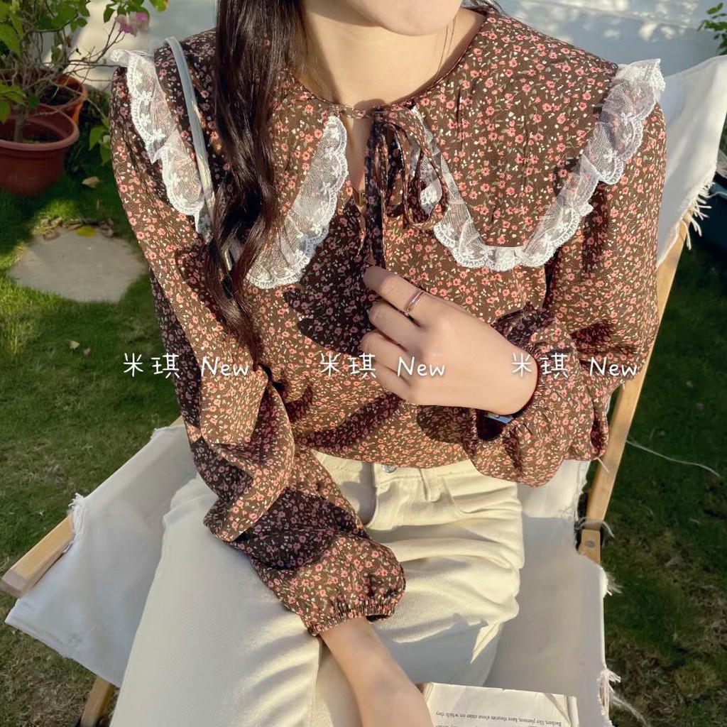 Áo sơ mi cổ sen viền bèo Ulzzang styleHàng Quảng Châu
