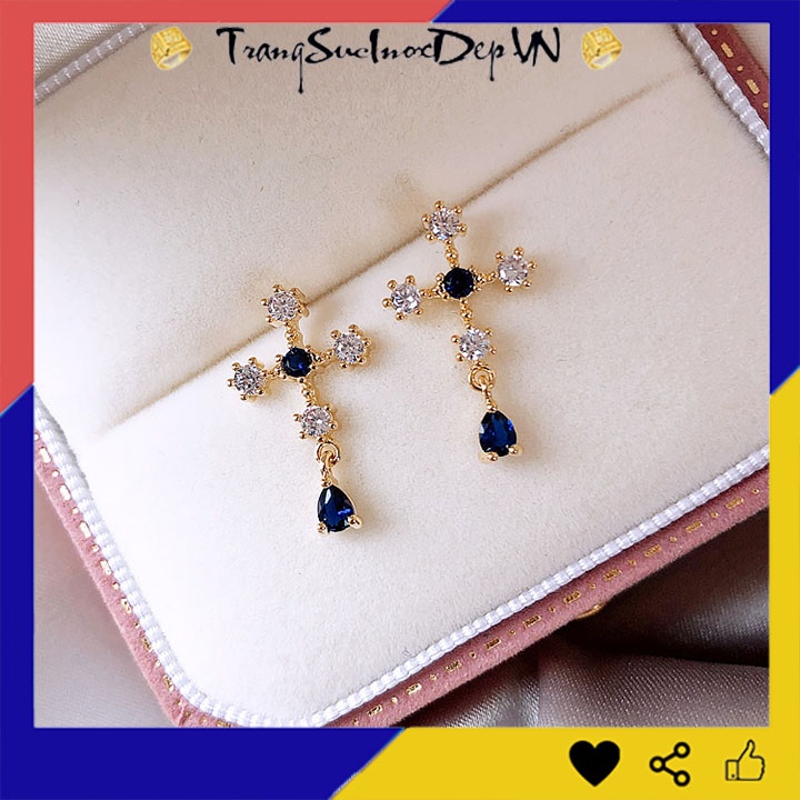 Bông tai nữ kiểu thánh giá đính đá xinh xắn dễ thương phong cách Hàn Quốc dễ phối đồ