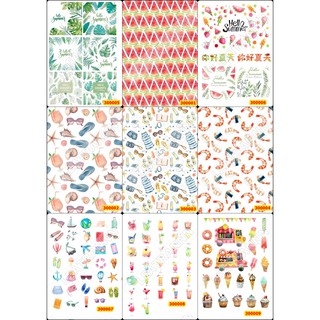Sticker Washi A4 [SET HELLO SUMMER] Dạng Lì Trang Trí Bullet Journal Siêu Đẹp (300)