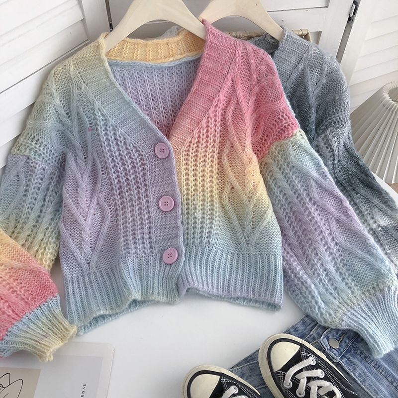Áo Khoác Cardigan Dệt Kim Cổ Chữ V Dáng Rộng Phong Cách Hàn Quốc Thời Trang Mùa Thu Cho Nữ