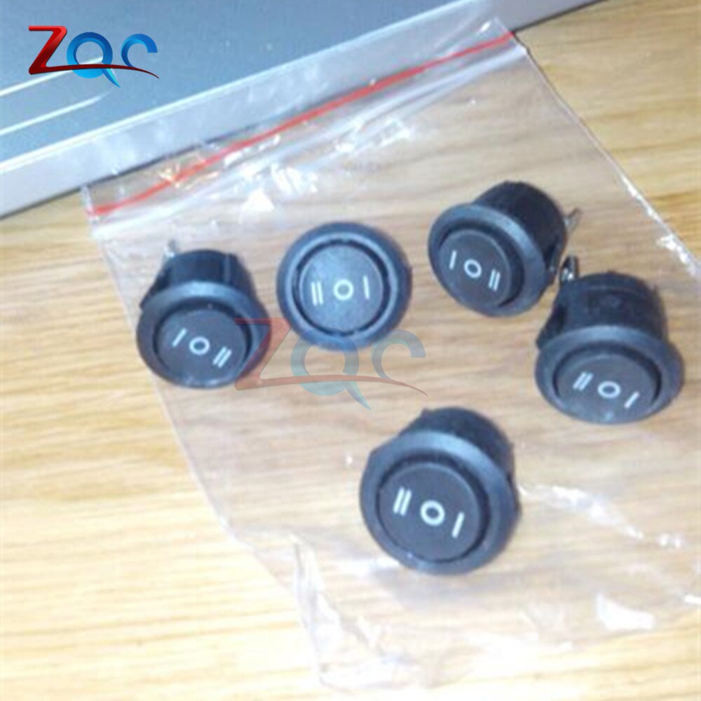 Set 5 Công Tắc Tròn 3 Pin SPDT Màu Đen Cho Tàu/Xe Hơi/Tàu Thuyền