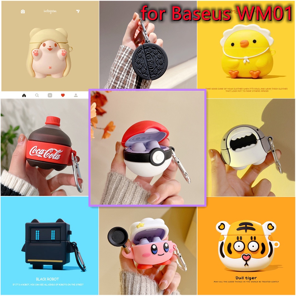 BASEUS Vỏ Bảo Vệ Hộp Sạc Tai Nghe Không Dây Bằng Silicon Mềm Chống Sốc Hình Ly Cà Phê Pokeball wm01 Hoạt Hình