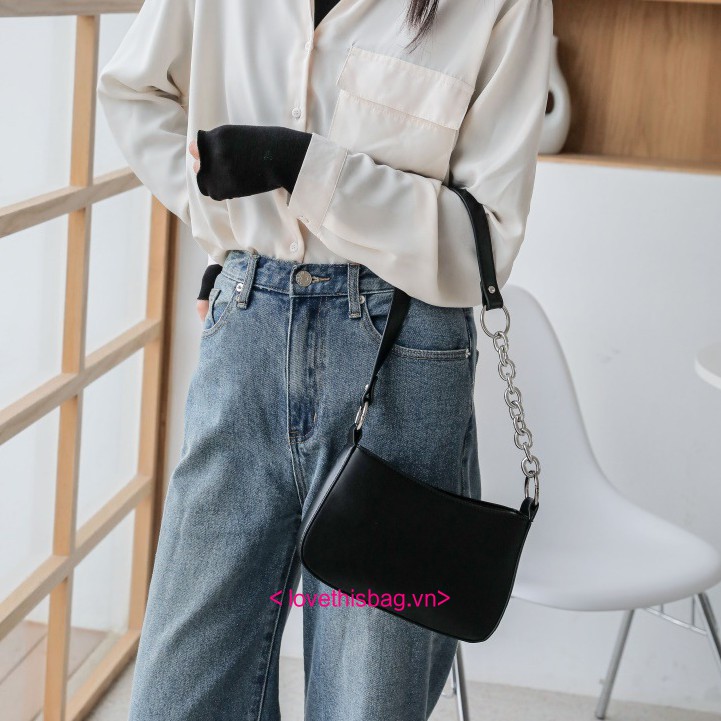 Túi Xách Đeo Chéo Phối Dây Xích Thời Trang Cho Nữ