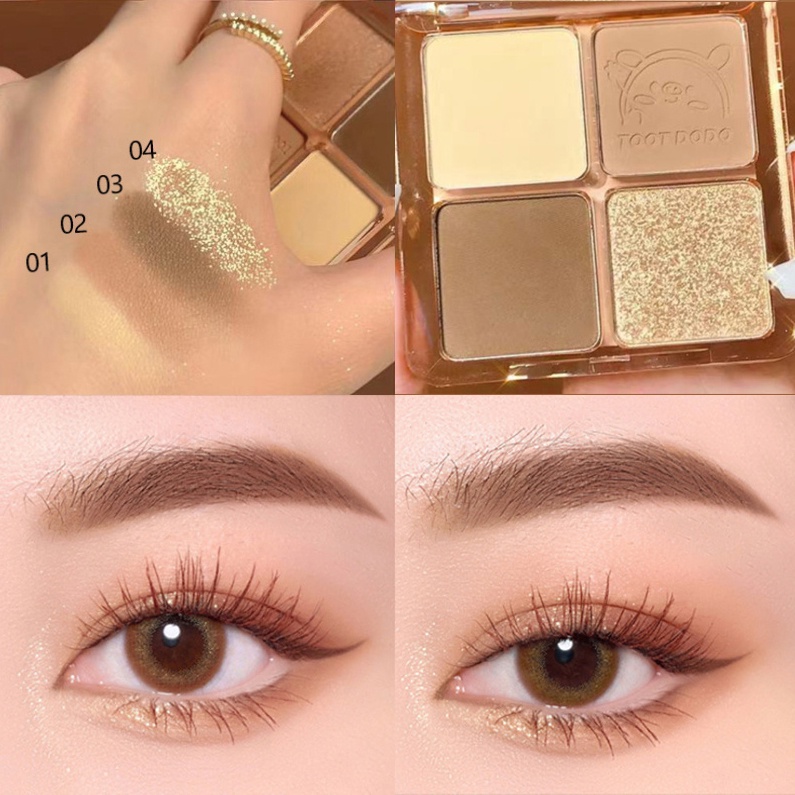 Bảng Phấn Mắt 4 Màu Sắc Hiệu Ứng Lì/ Ánh Nhũ Chống Nước Thời Trang