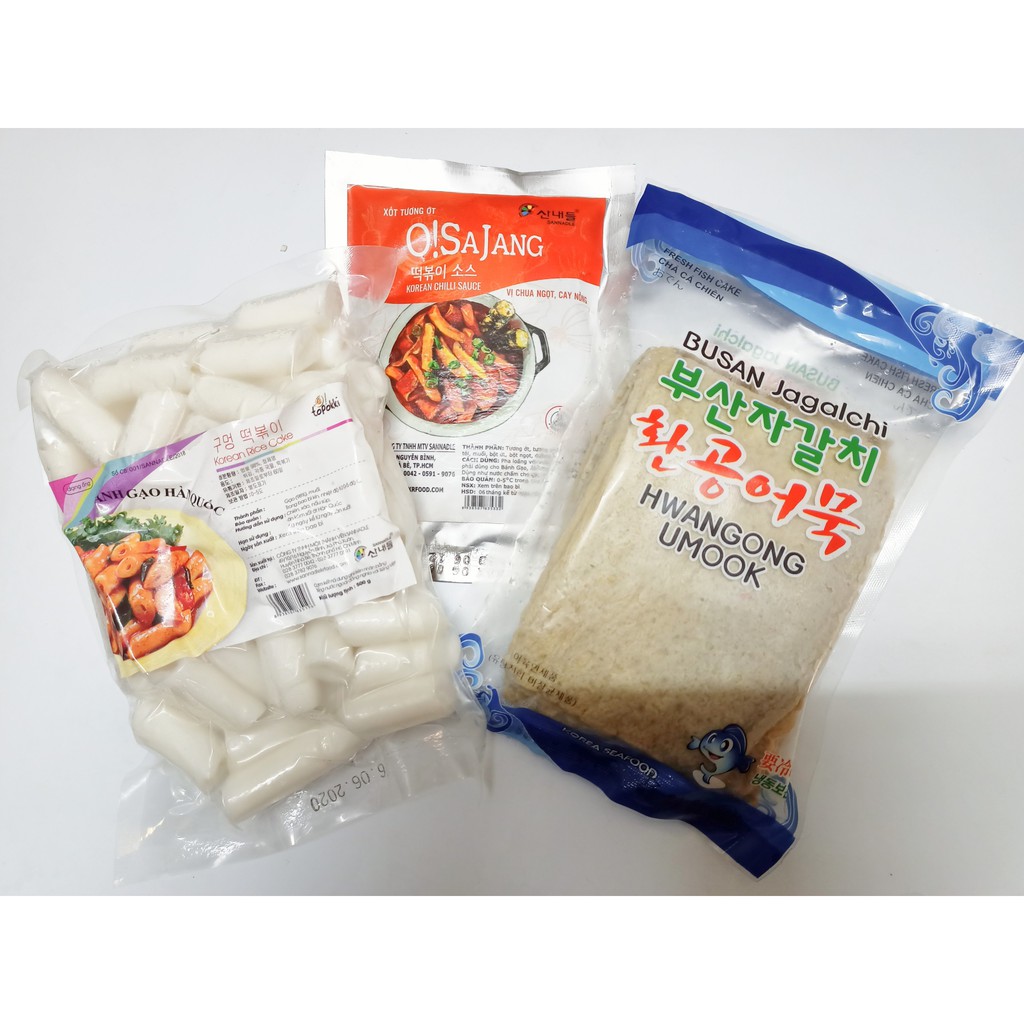 COMBO 500G BÁNH GẠO ỐNG+ 450G CHẢ CÁ HÀN QUỐC+ 200G SỐT OSAJANG HÀN QUỐC