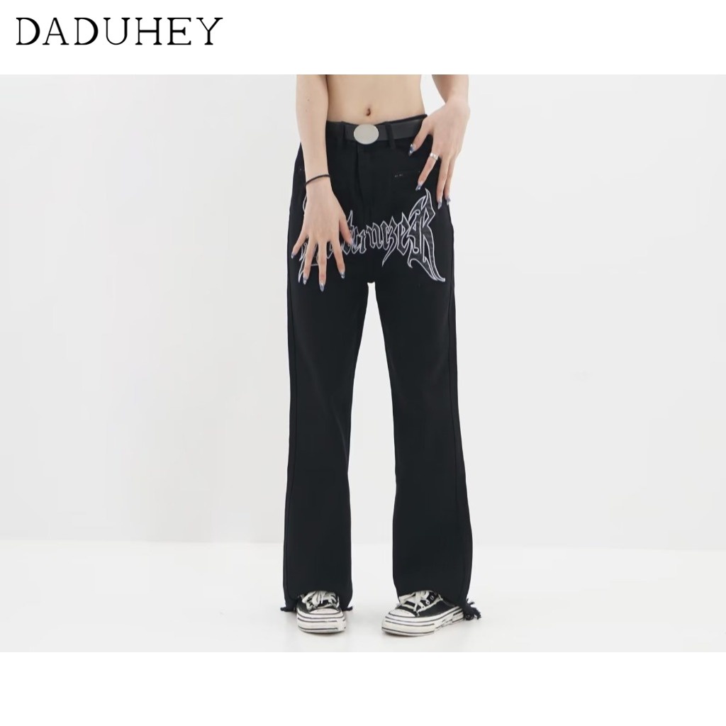 DaDuHey American Fashion Brand Vintage Embroidered Jeans Men's High Street Ins Fried Street Straight Hip Hop Loose Pants