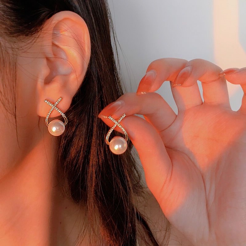 X Đôi Bông Tai Mạ Bạc 925 Đính Ngọc Trai Thời Trang Cho Nữ