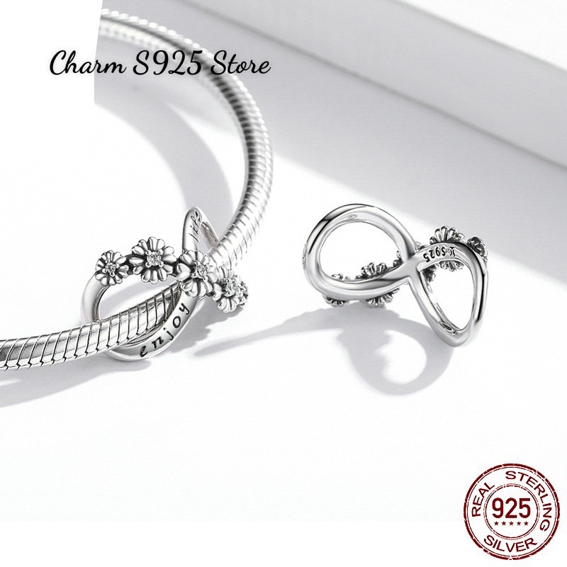 CHARM VÔ CỰC ĐÍNH HOA CÚC BẠC S925 HÀNG CAO CẤP CHÍNH HÃNG