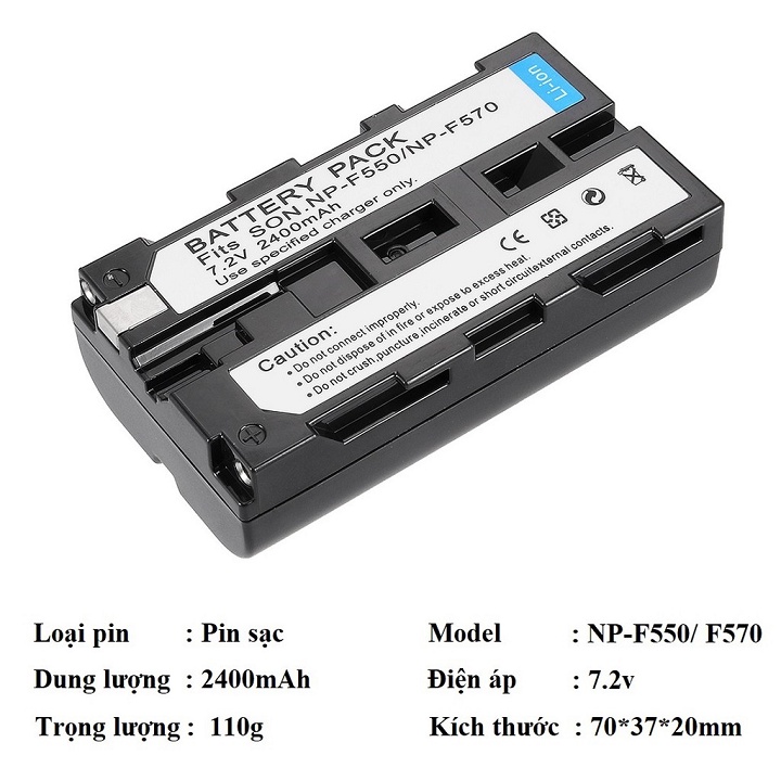 Pin sạc cho máy quay phim, máy ảnh Sony NP-F550/F570 2400mAh CCD-TR CCD-TRV CCD-SC