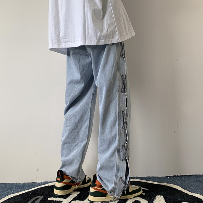 Quần jean ống rộng phong cách retro giản dị thời trang hip hop cho nam S-5XL