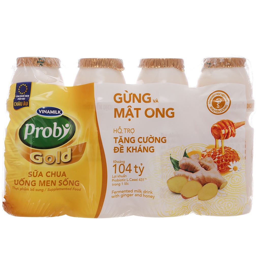 Sữa Chua Uống Probi Có Đường/Ít đường/Việt quất/ Mật ong Nghệ - Lốc 4 Chai 130ml