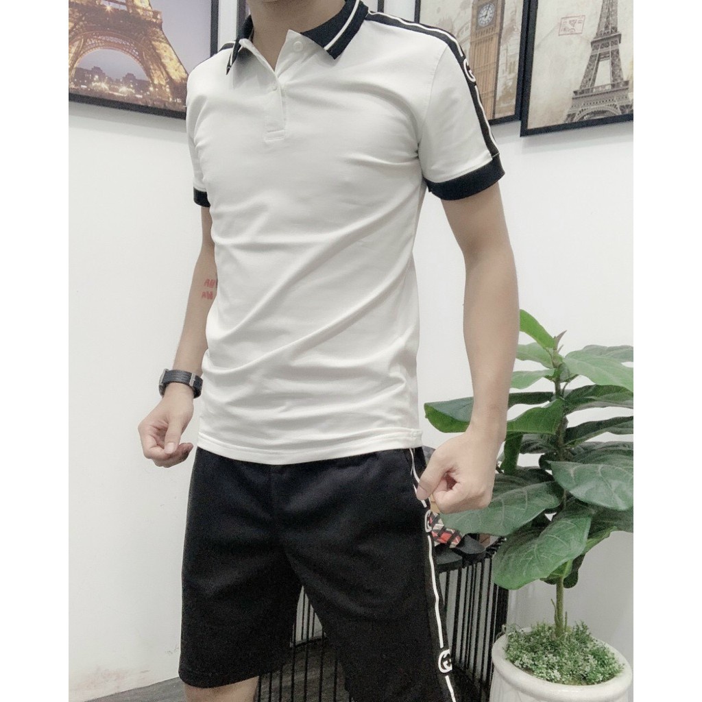 Bộ thể thao nam áo thun cổ tròn quần đùi ống rộng chất thun mềm mịn