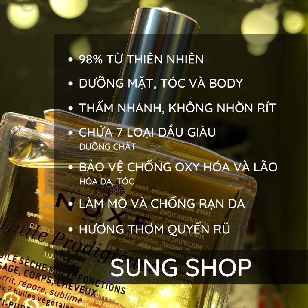 Dầu khô đa năng NUXE Pháp 100ml dưỡng tóc mặt và body