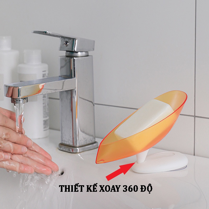 Khay / Kệ Đựng Xà Bông Thông Minh Xoay 360 Độ Sang Trọng Hình Chiếc Lá Xinh Xắn