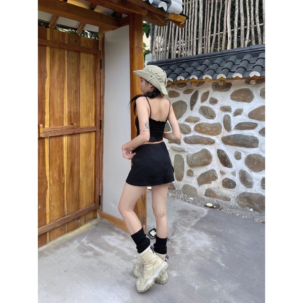 Chân váy cạp trễ phong cách y2k có quần bảo hộ